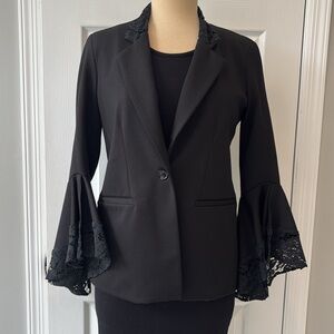 Central Park West 
Bell sleeve blazer with lace detailing